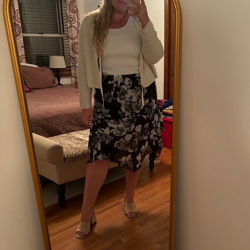 Lane Bryant Black & White Floral Skirt